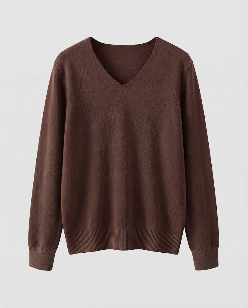 Damen Feinstrick-V-Ausschnitt-Pullover aus kuscheligem Angora-Mix Drune