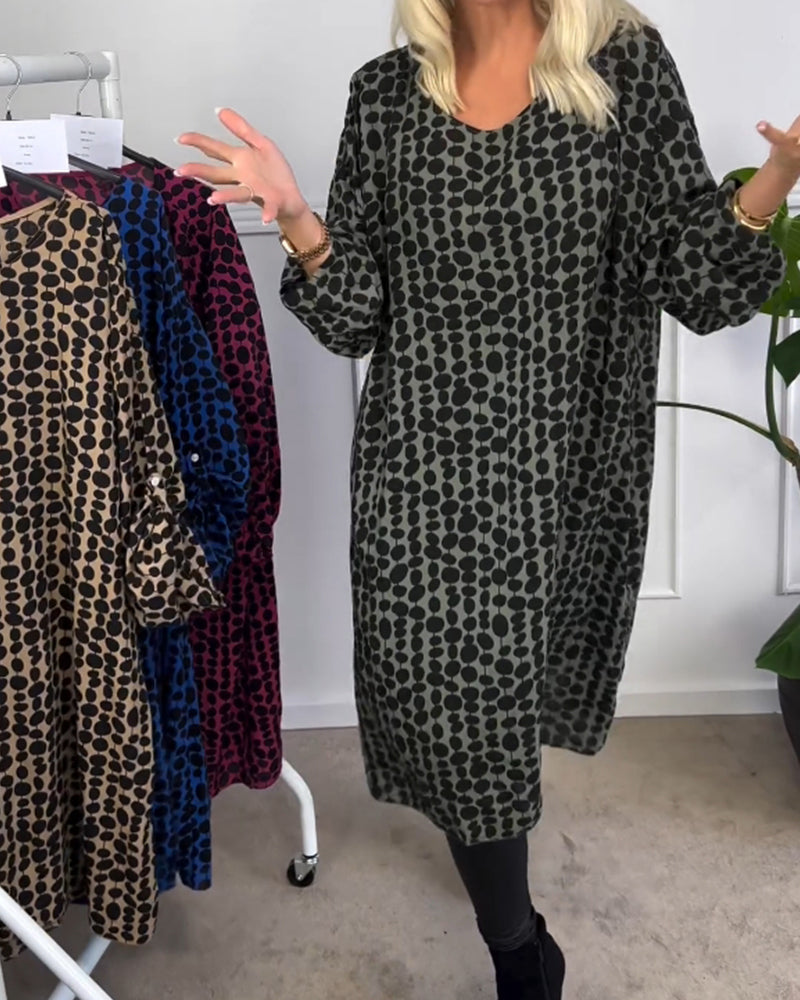 Drune | Kleid mit Gepunktetem V-Ausschnitt