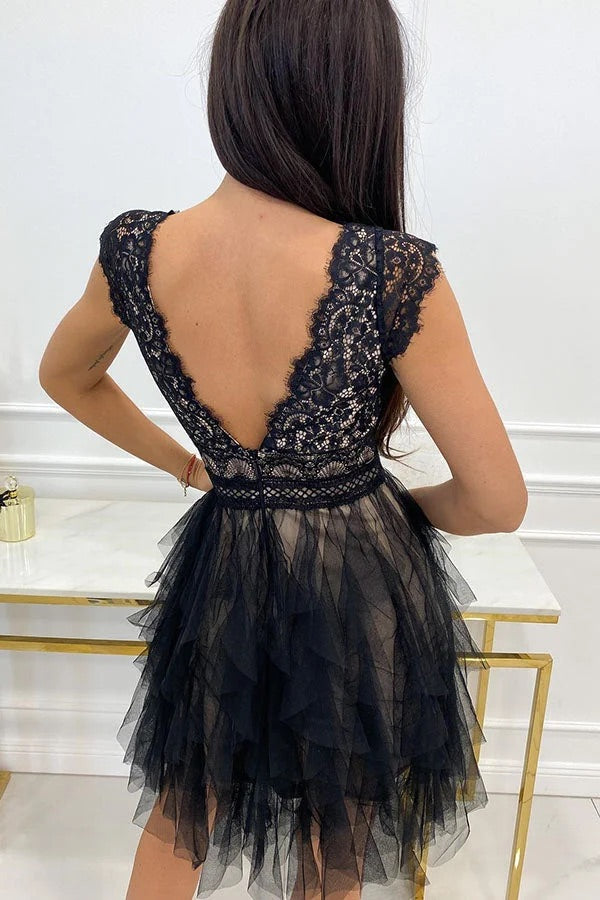 Drune | Unendliche Schönheit Spitzen Tüll Midi Kleid