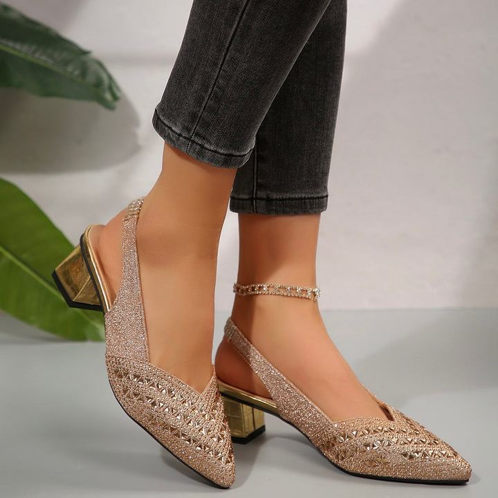 Glanzvolle Absatzsandalen mit funkelnden Kristalldetails Drune Drune