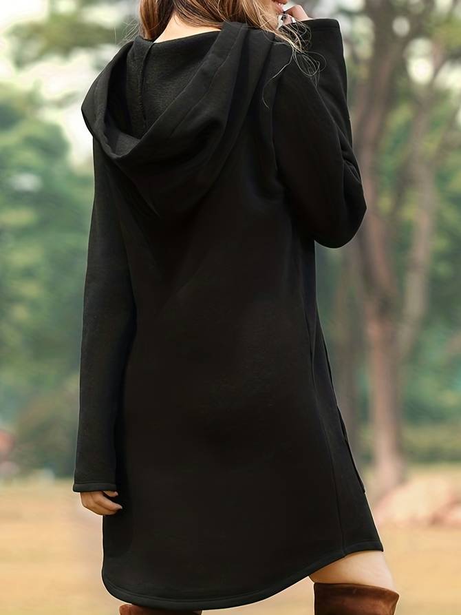 Drune - Rotes Kapuzen Sweatshirtkleid mit Taschen
