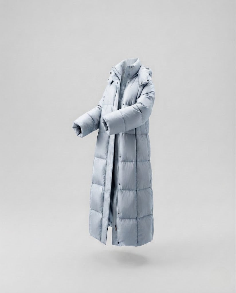 Damen ultraleichter Midi-Steppmantel mit verlängertem Rücken, innovativer Klima-Isolation und winddichtem Außenmaterial