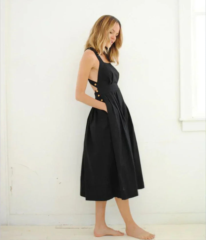 Drune | Rückenfrei, Falten Kleid mit Großen Taschen