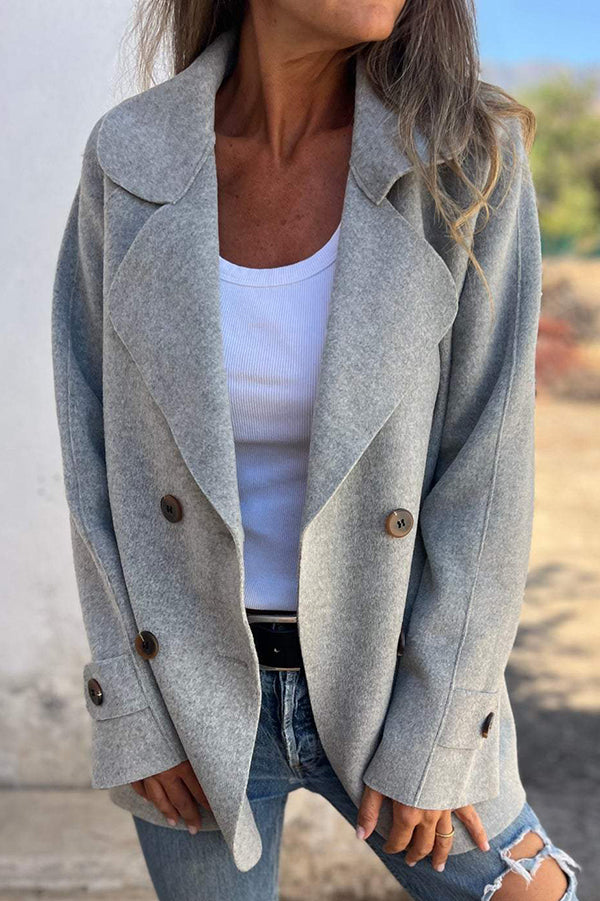 Drune | Farbe Revers Langarm Knopf Freizeitjacke
