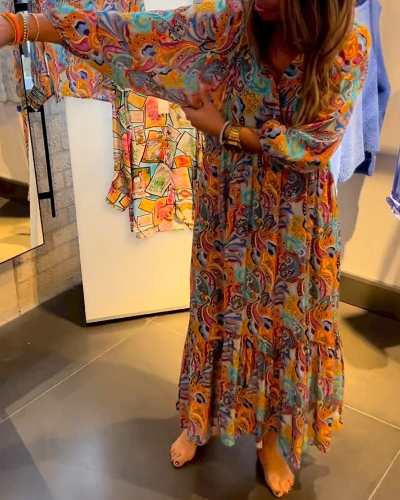 Drune | A-Linien Maxikleid mit V-Ausschnitt