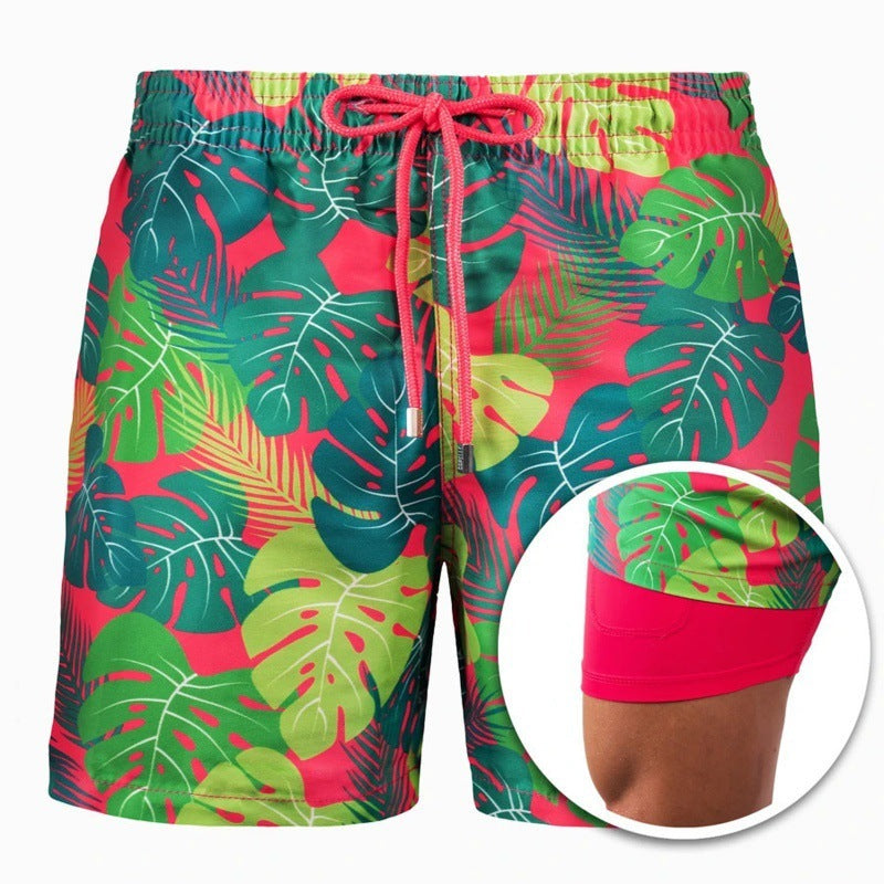 Drune | Bedruckte Herren Badeshorts Mit Doppelter Schicht Für Den Sommer
