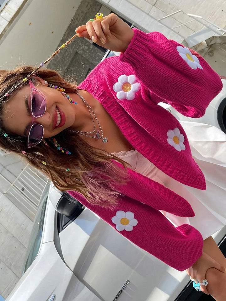 Drune | Cardigan aus floralem Strick für Frauen