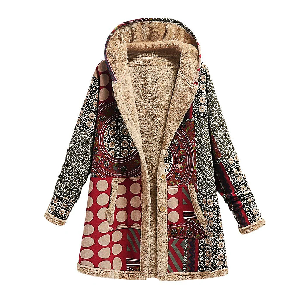 Drune | Dicke Fleecejacke für Damen mit Print