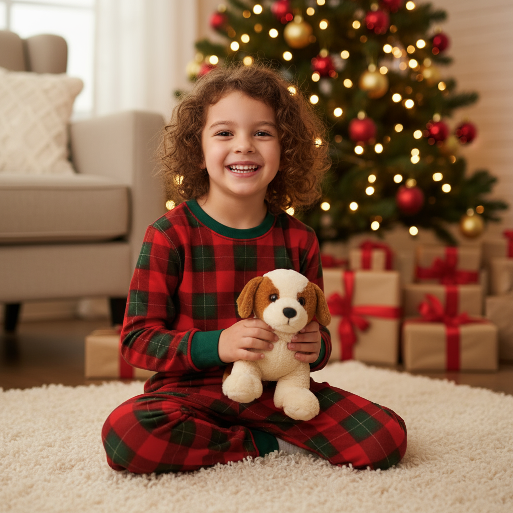Drune | Passende Familien-Schlafanzüge Grüner Karierter Weihnachts-Pyjama Set
