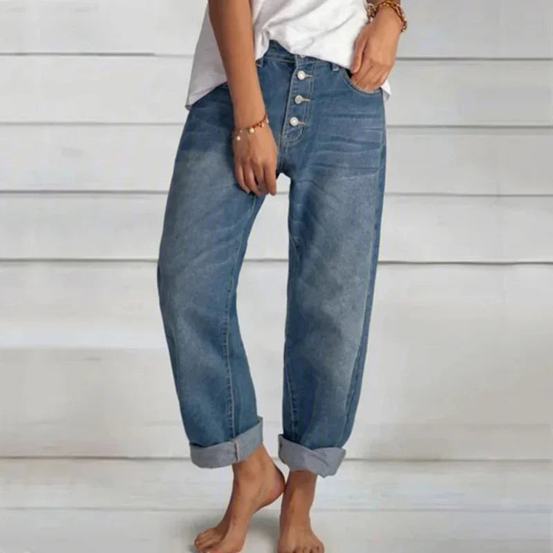 Drune | Bequeme Locker Jeans mit Hohem Bund für Frauen