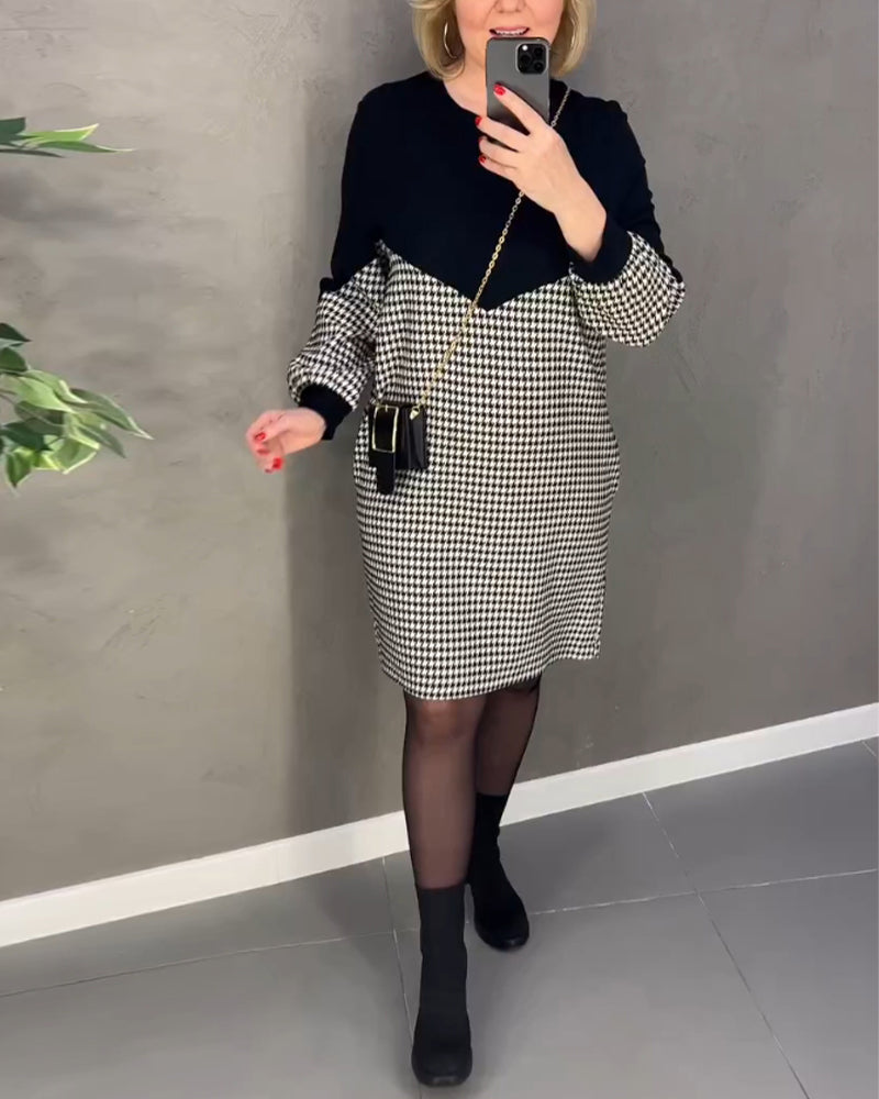 Drune | Farbblockkleid mit Karomuster