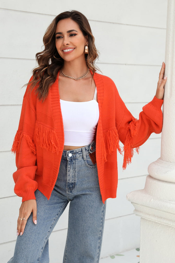 Drune | Fransenbesatz Offene Vorder-Cardigan