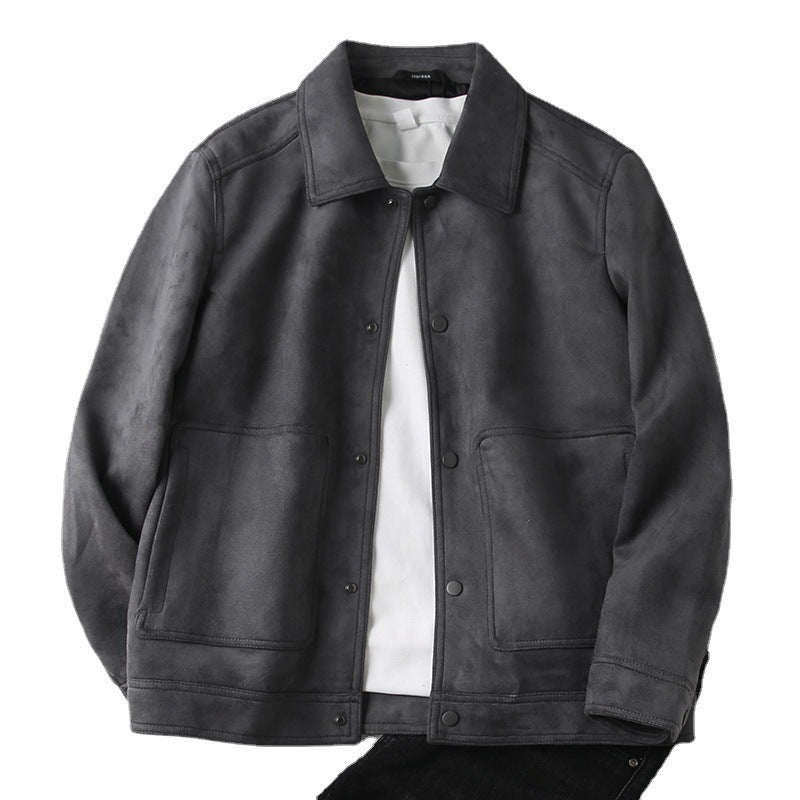 Drune | Lässige; Wildlederjacke mit Revers