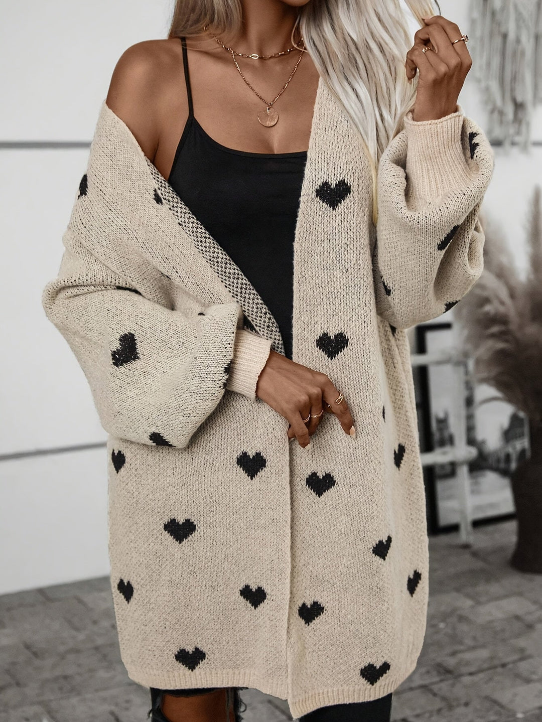 Drune | Strickjacke mit Herzmuster aus weichem Stoff