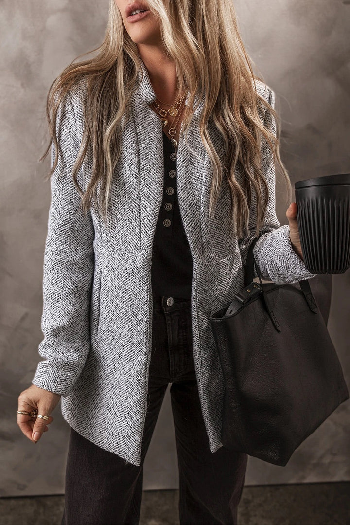 Drune | Grauer Reverskragen Jacke mit Taschen