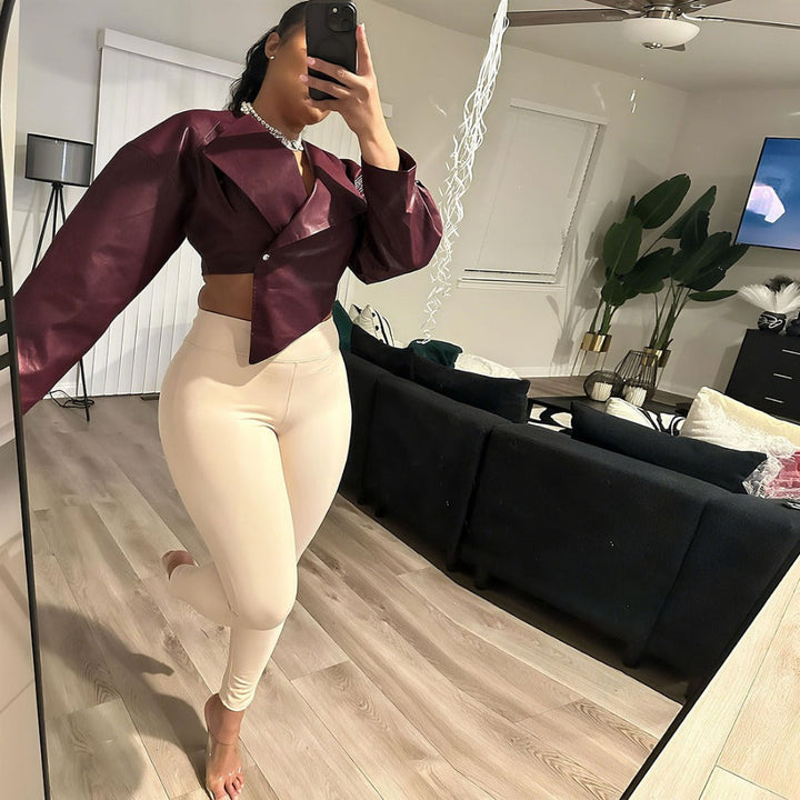 Drune | kunstleder cropped jack für damen - Romina