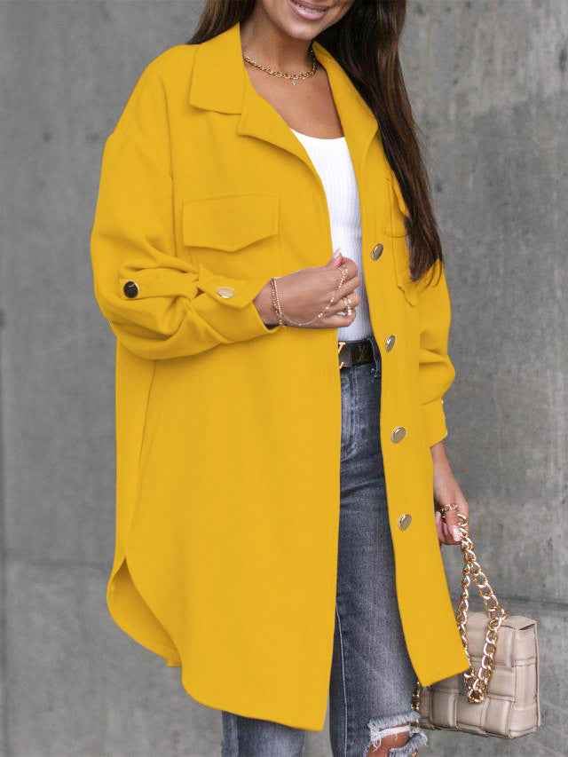 Drune | Lange Hemdjacke mit Knöpfen, Wollkragen und Revers