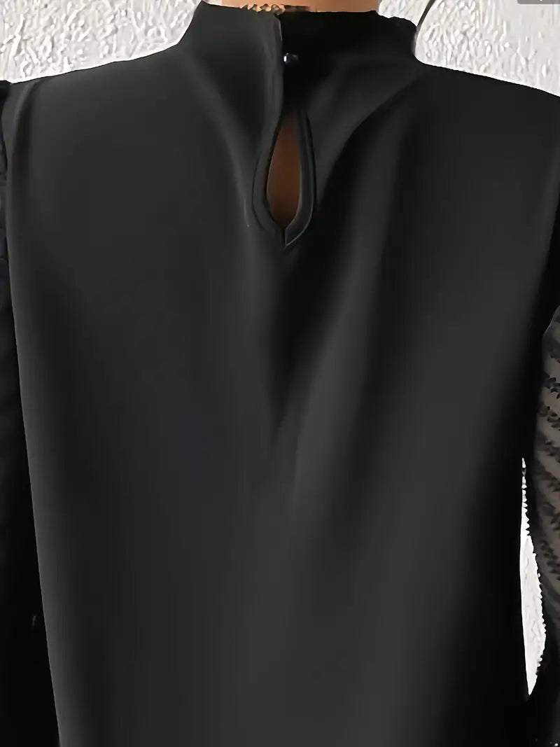 Drune Bluse | Schicker plissierter top mit netzärmeln für damen