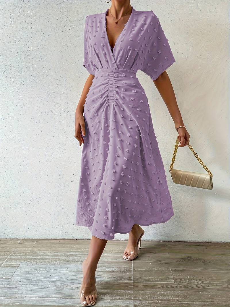 Drune | Swiss Dot Rüsch Midi Kleid