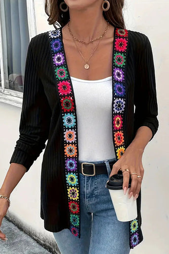 Drune | Strickjacke mit Blumenrand und langen Ärmeln