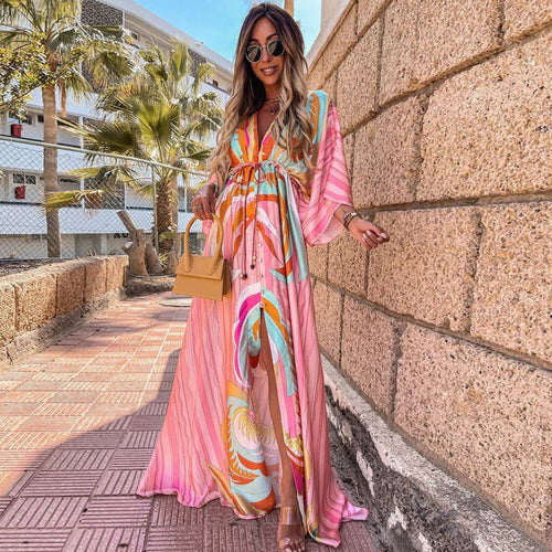 Drune - Elegnat bedrucktes Beach Cover Up Kleid