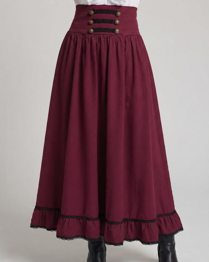 Damen Eleganter Maxi-Rock mit Schnürung und Beinschlitz Drune