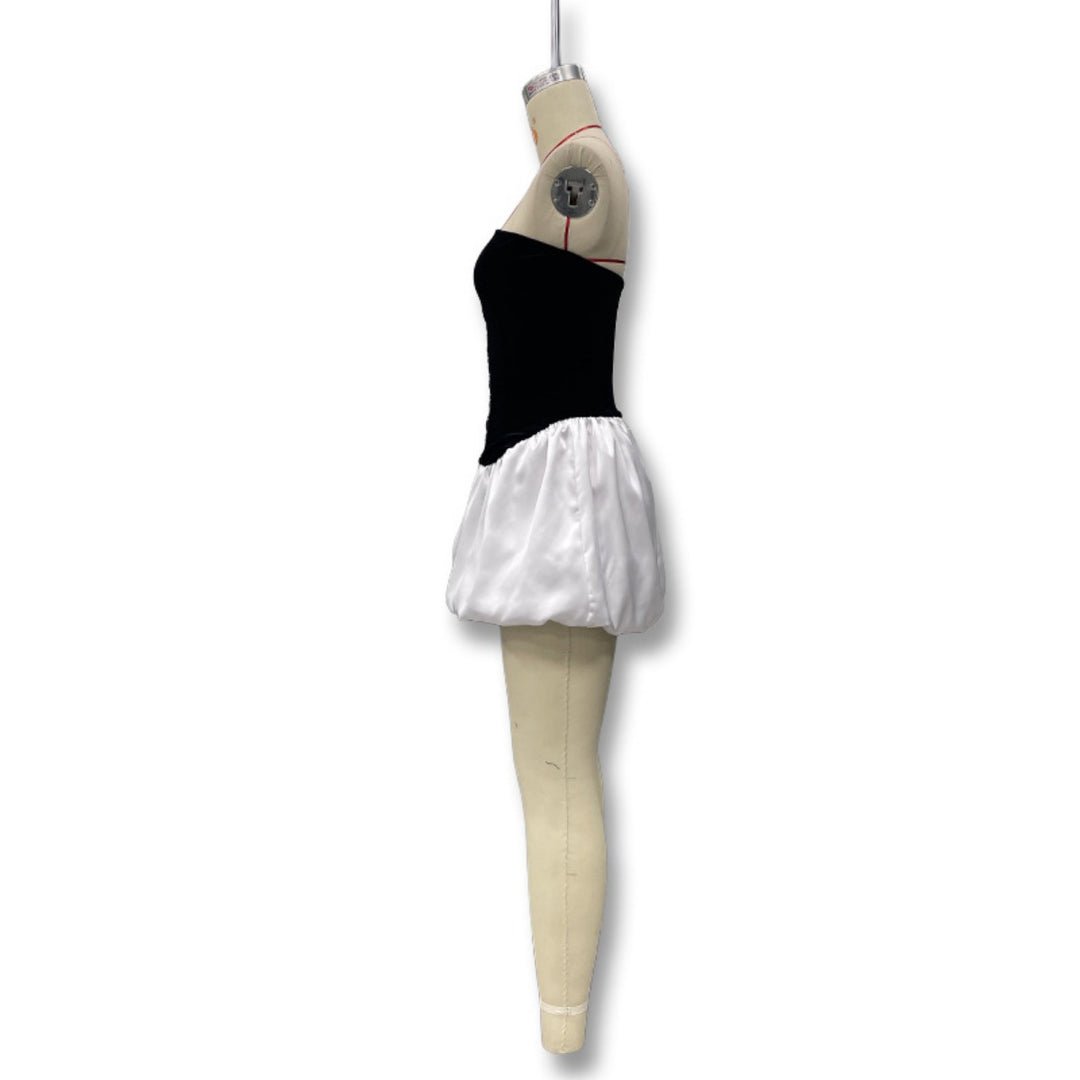 Drune | Kontrastierende Farbe einreihig Tube Top Kleid Kleid