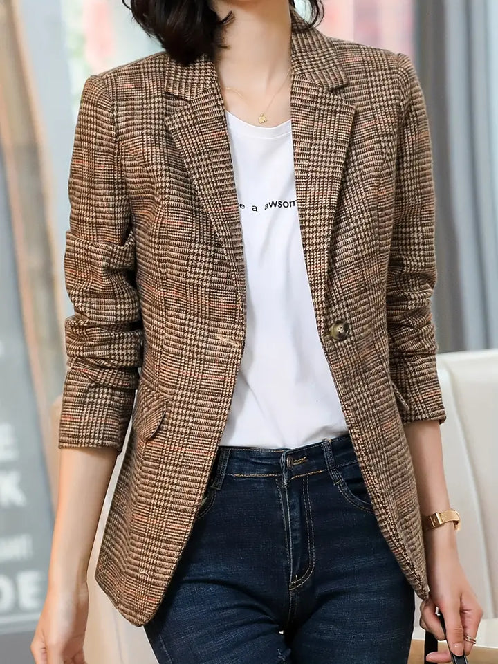 Drune | Karierter Blazer Mit Revers Und Einem Knopf