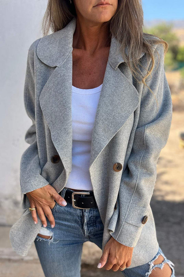 Drune | Farbe Revers Langarm Knopf Freizeitjacke