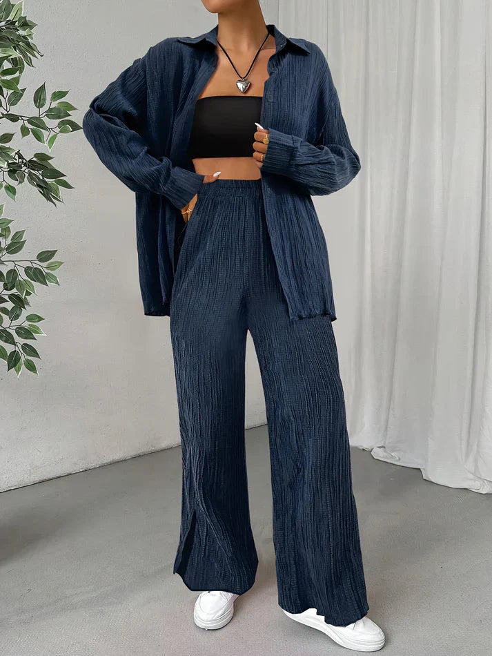 Drune | Mit Knöpfen & Hosen Mit Elastischem Bund Outfit Set Für Damen - Ideal für Herbst/Winter