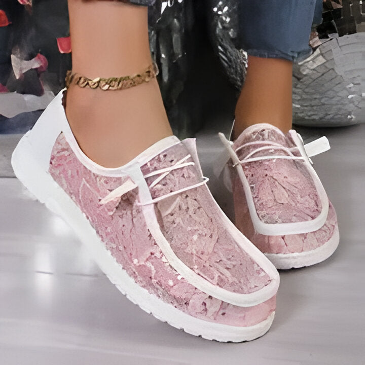 Mia | Damen Mode Spitze Turnschuhe Drune