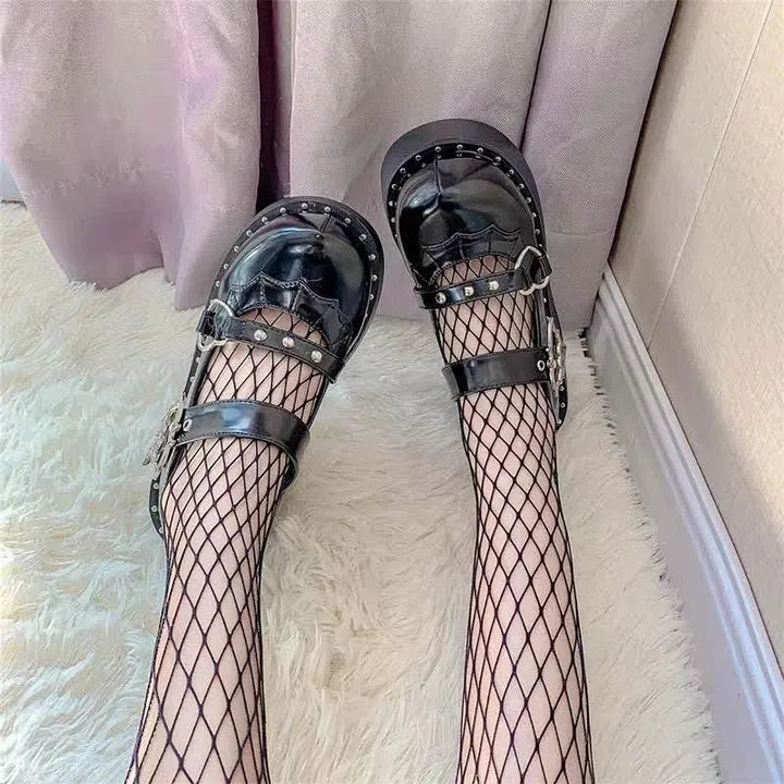 Drune | Goth Fledermaus Liebe Herz Schnalle Plattform Lolita Mary Janes Schuhe