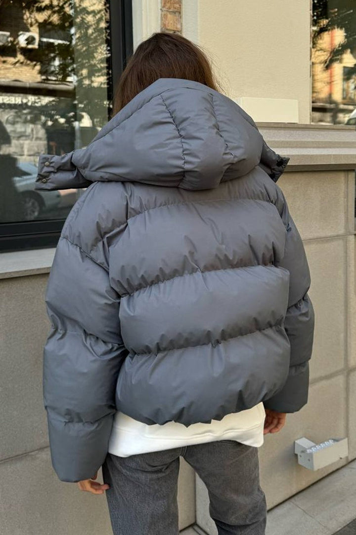 Drune | Passform Gekürzte Kapuzenpuffjacke
