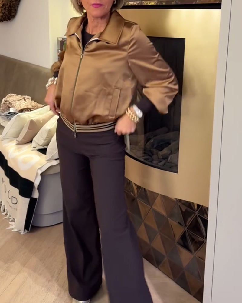 Drune | Modisch Glänzend Revers Cropped
