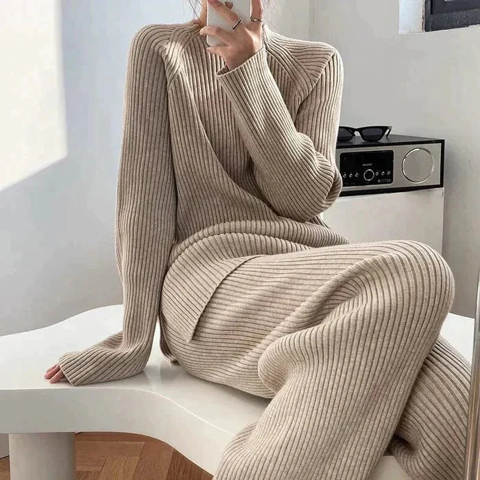 Drune | Strick Damen Pullover Satz mit Weitem Hosen