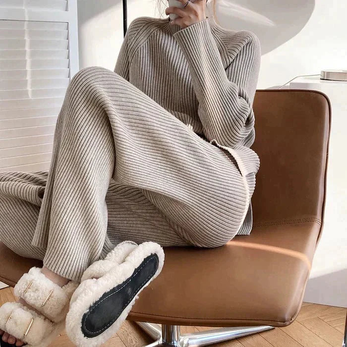 Drune | Strick Damen Pullover Satz mit Weitem Hosen