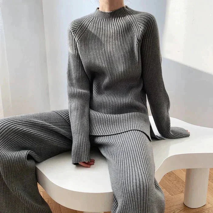 Drune | Strick Damen Pullover Satz mit Weitem Hosen