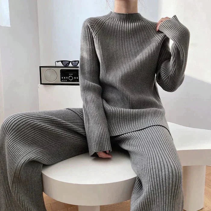 Drune | Strick Damen Pullover Satz mit Weitem Hosen