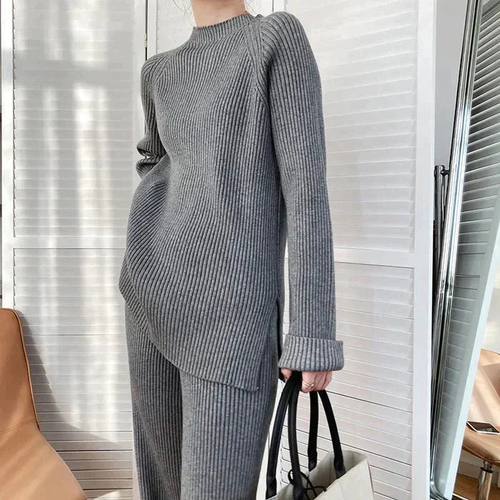 Drune | Strick Damen Pullover Satz mit Weitem Hosen