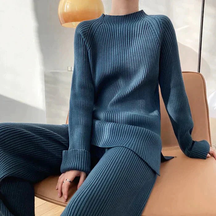 Drune | Strick Damen Pullover Satz mit Weitem Hosen