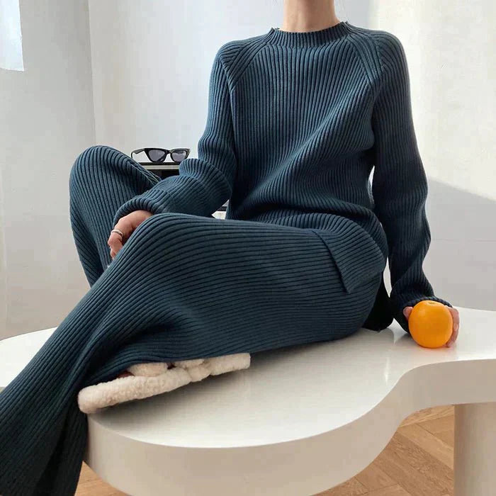 Drune | Strick Damen Pullover Satz mit Weitem Hosen