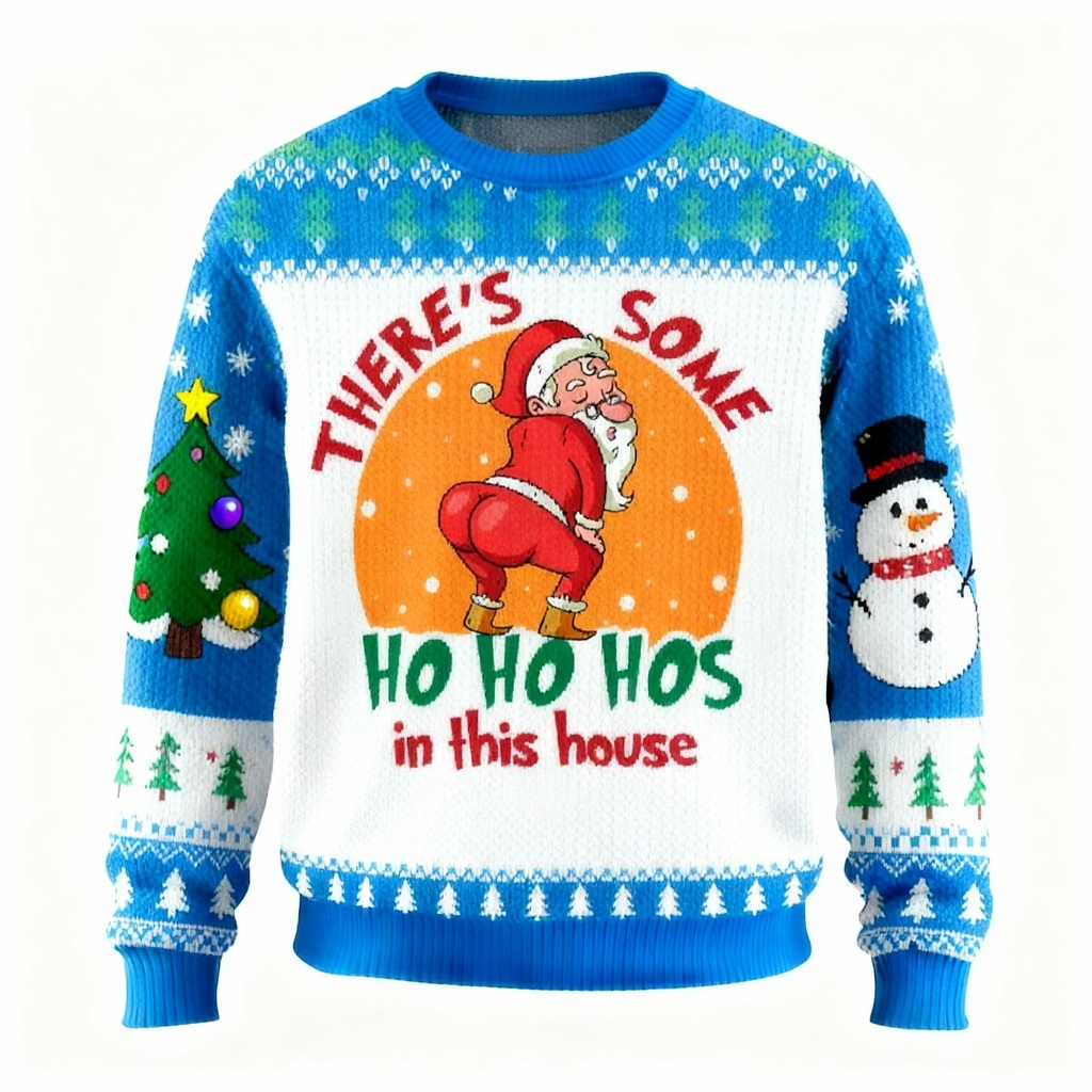 Drune | Lustiger Weihnachtsmann Cartoon-Muster Druck Pullover - Hässlich & Gemütlich Unisex Pullover
