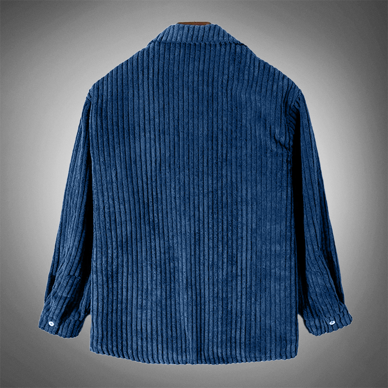 Drune - Stilvolles Dunkelblaues Lässiges Corduroy Herbst Overshirt für Männer
