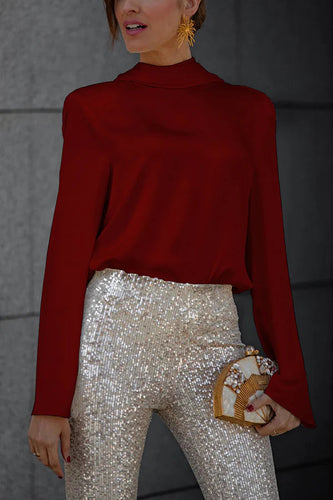 Drune | Geheim Der Eleganz Satin Rückenkette Cowl Neck Drapierte Bluse