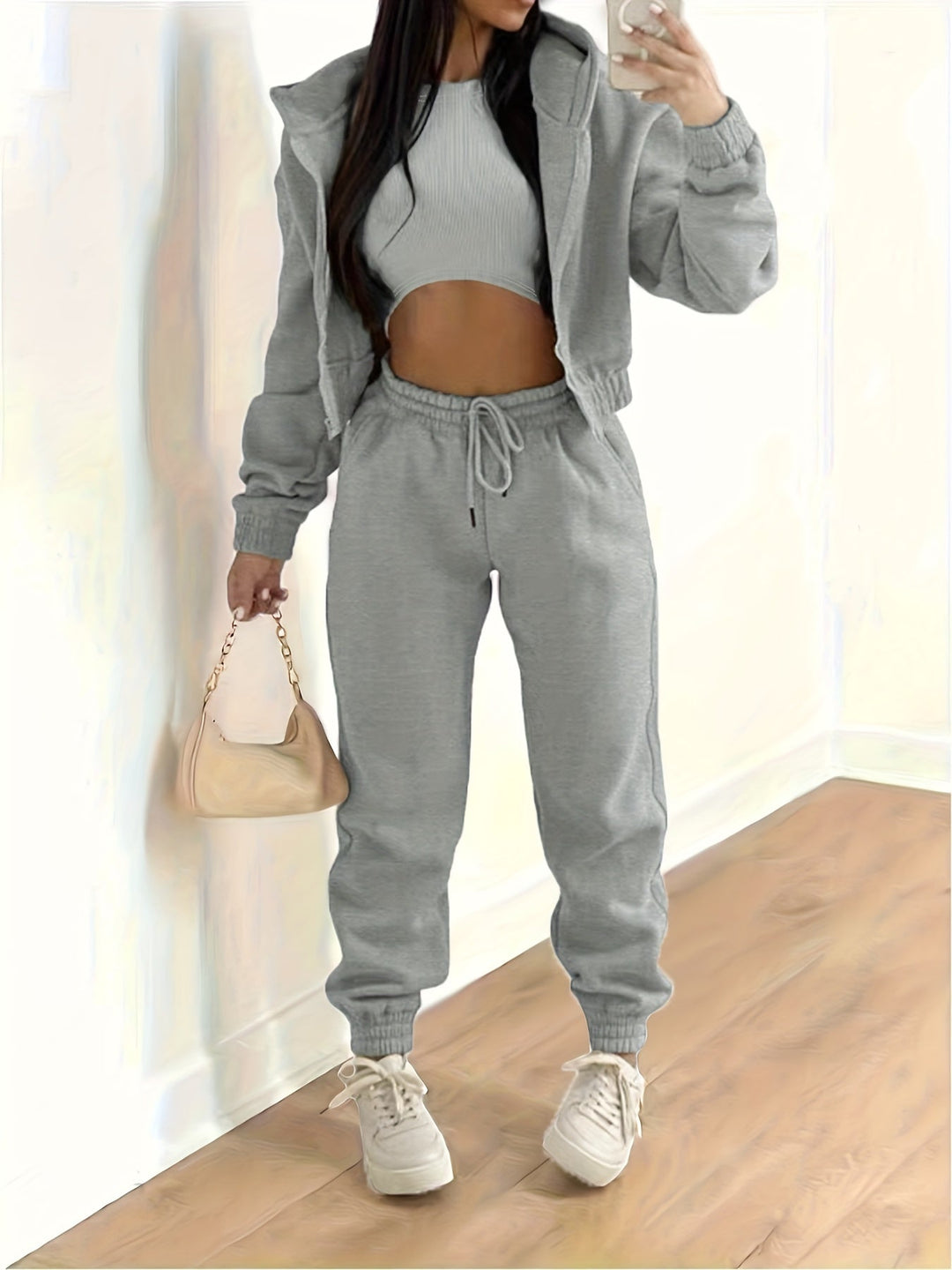 Drune | Kapuzenjacke & Tanktop & Jogginghose Drei Teilige Satz Outfits