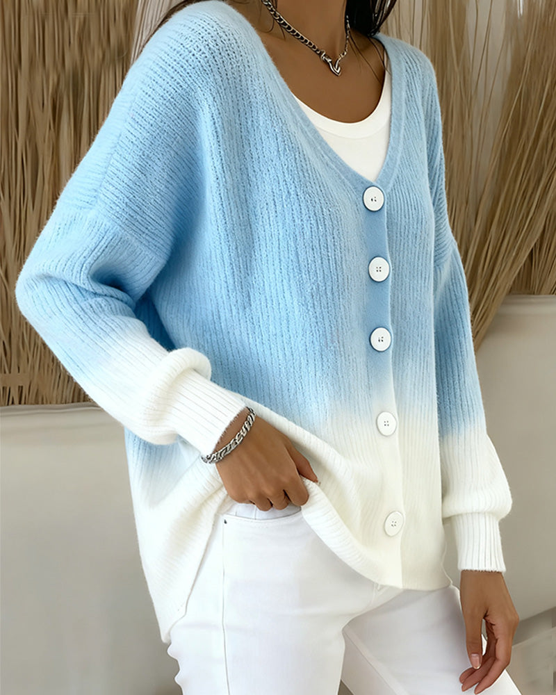 Drune | Ausschnitt Langärmelige Gradient Strickjacke