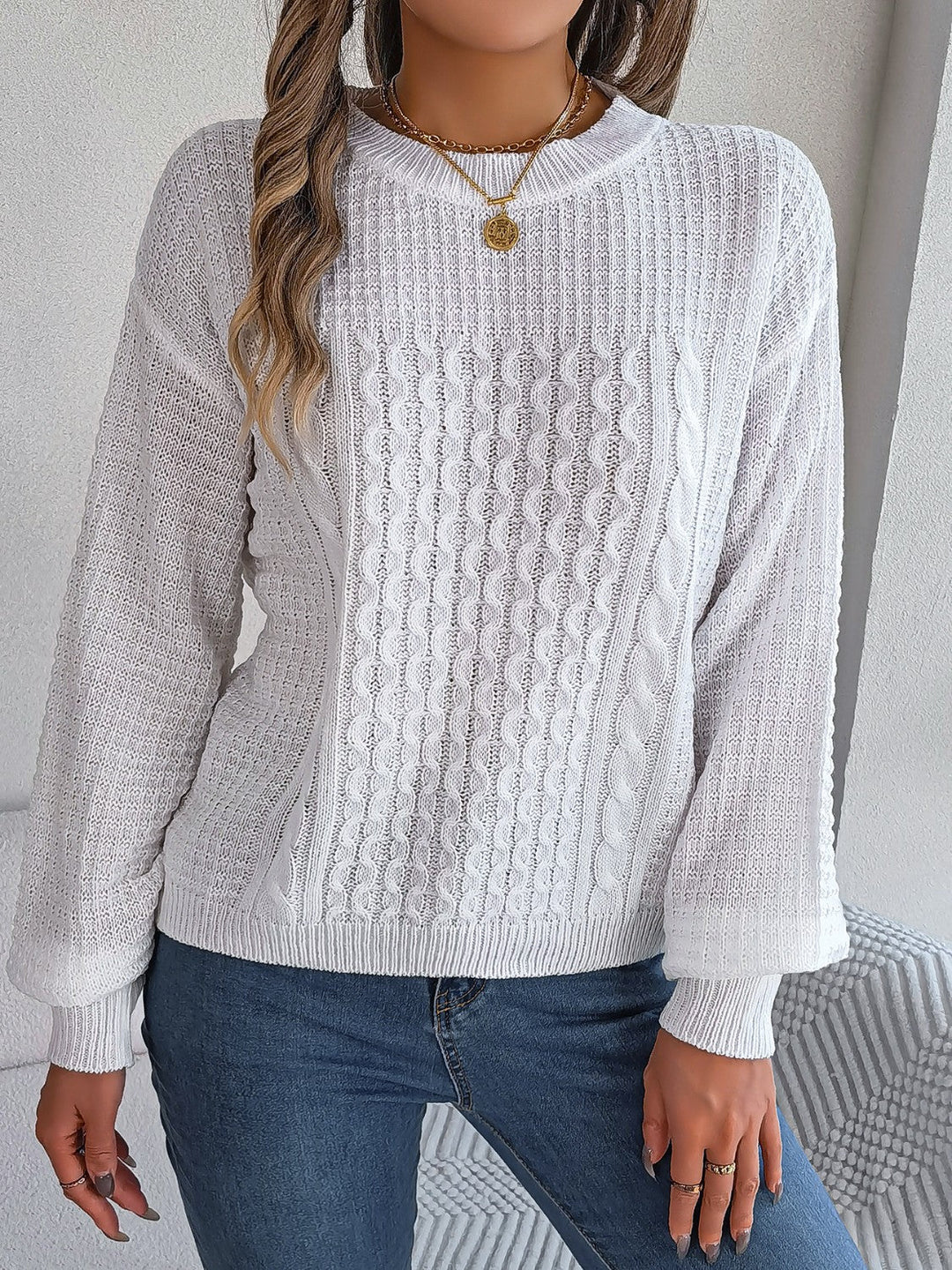 Drune | Sweater - Strukturstrick Rundhals Pullover