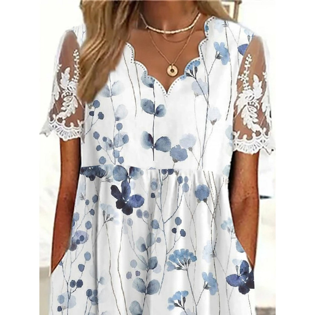 Drune | Pendelkleid mit Blumendruck und V-Ausschnitt
