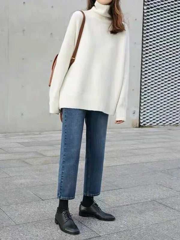 Drune | Lässiger Strickjacke Rollkragenpullover für Damen