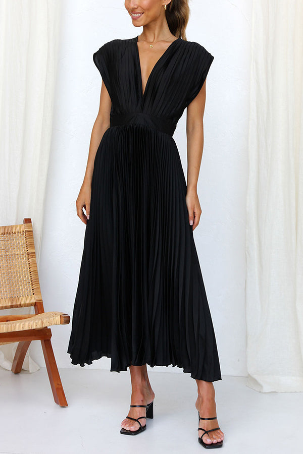Drune | Hallo Schöne Satin Plissee Midi Kleid